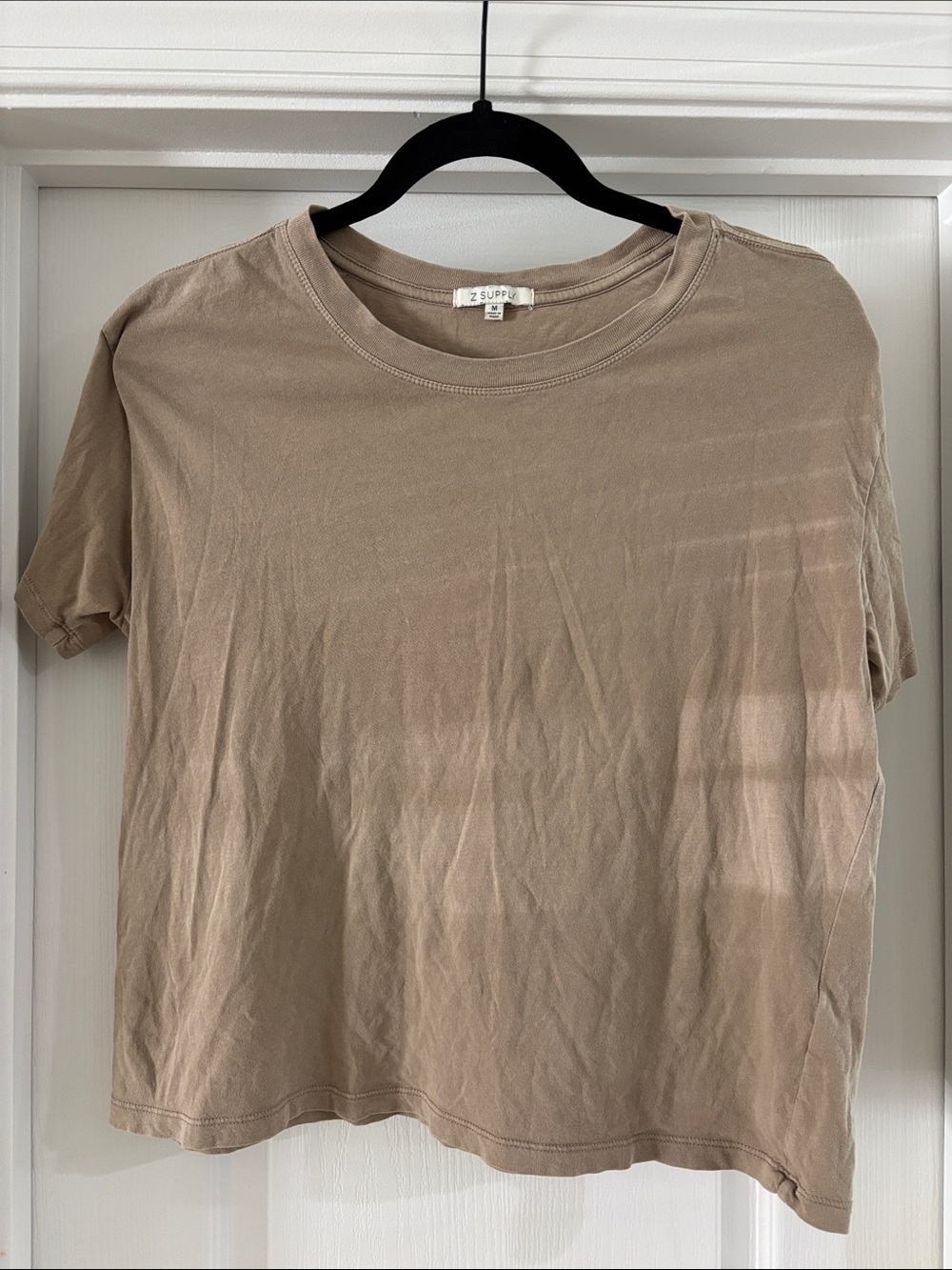 Z Supply Women's Beige Short Sleeve Crewneck Tee